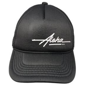 Aloha Snapback Mesh Back Rope Trucker Hat Black One Size Adjustable